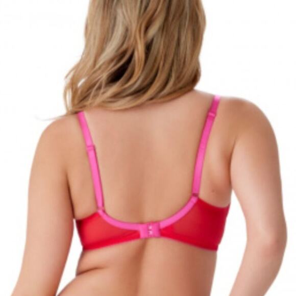 Gossard 34A Superboost Lace Padded Plunge Bra Rose Red Pink Underwire Mesh - Picture 14 of 14